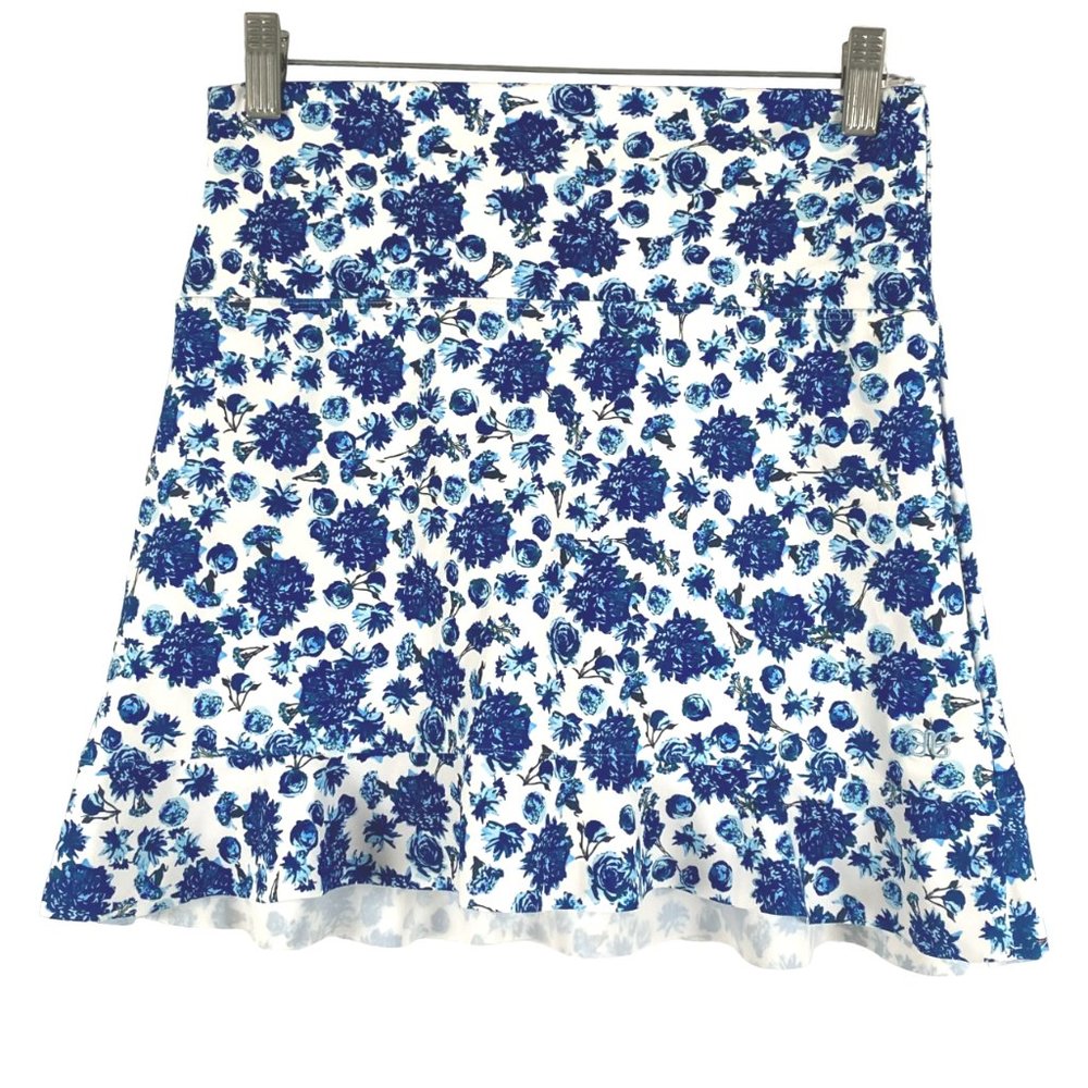 Albion Swim Skirt Bottom Women's Medium Blue White Floral Print NWOT SS-1307